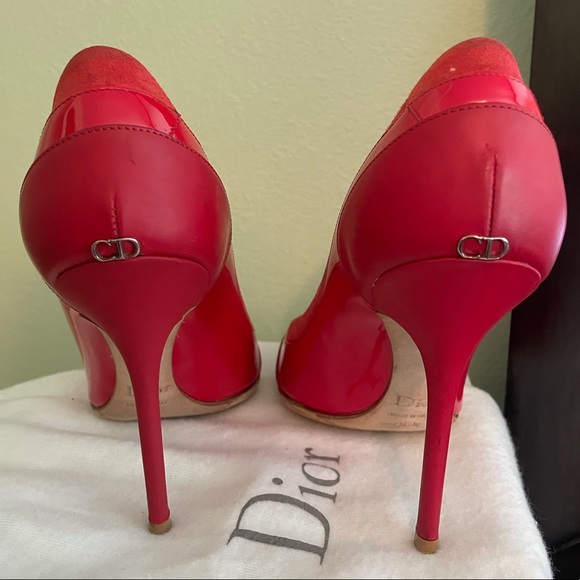 Christian Dior Red Textured Pumps 36.5 - Picture 5 of 8